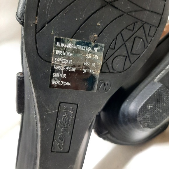 Dexflex Comfort Black zip back wedge sandal 7W - Picture 7 of 8